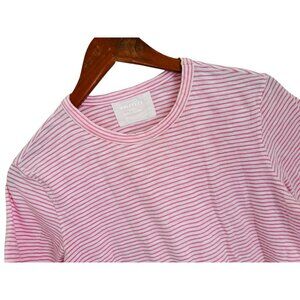 Whistles Womens Pink & White Cotton Striped Short Sleeve T-Shirt S